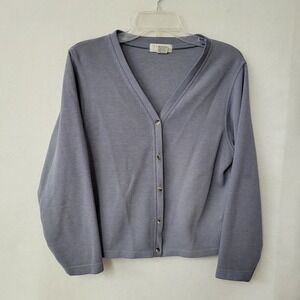 Express Tricot Vintage 90s Ribbed Cardigan Sweater Blue Gray XS